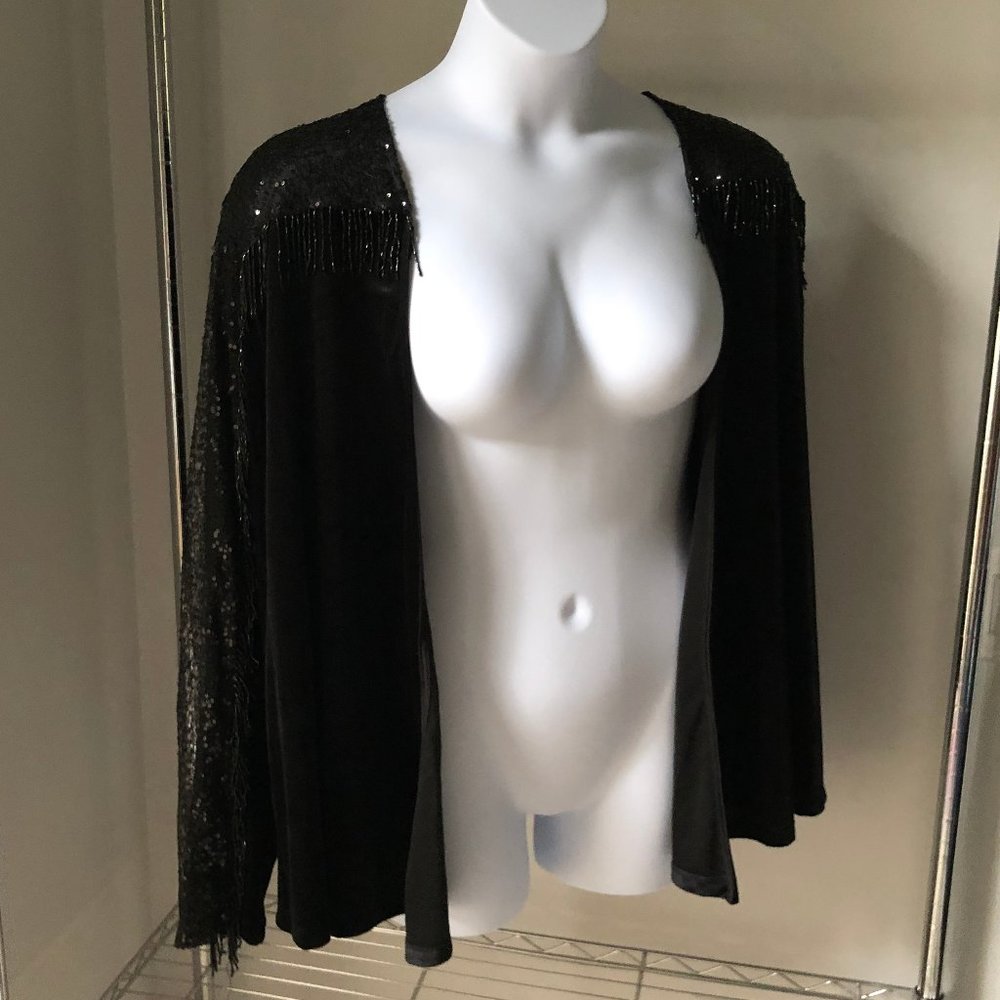 TORRID PREMIUM black sequin fringe jacket 3 22 NWT